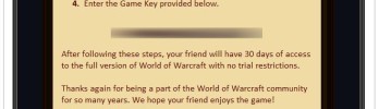 Keys de World of Warcraft grátis para veteranos