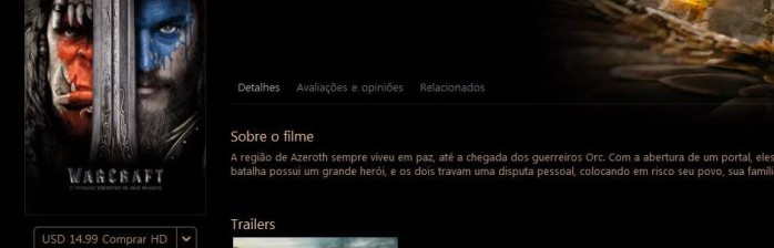 Filme de Warcraft disponível no iTunes